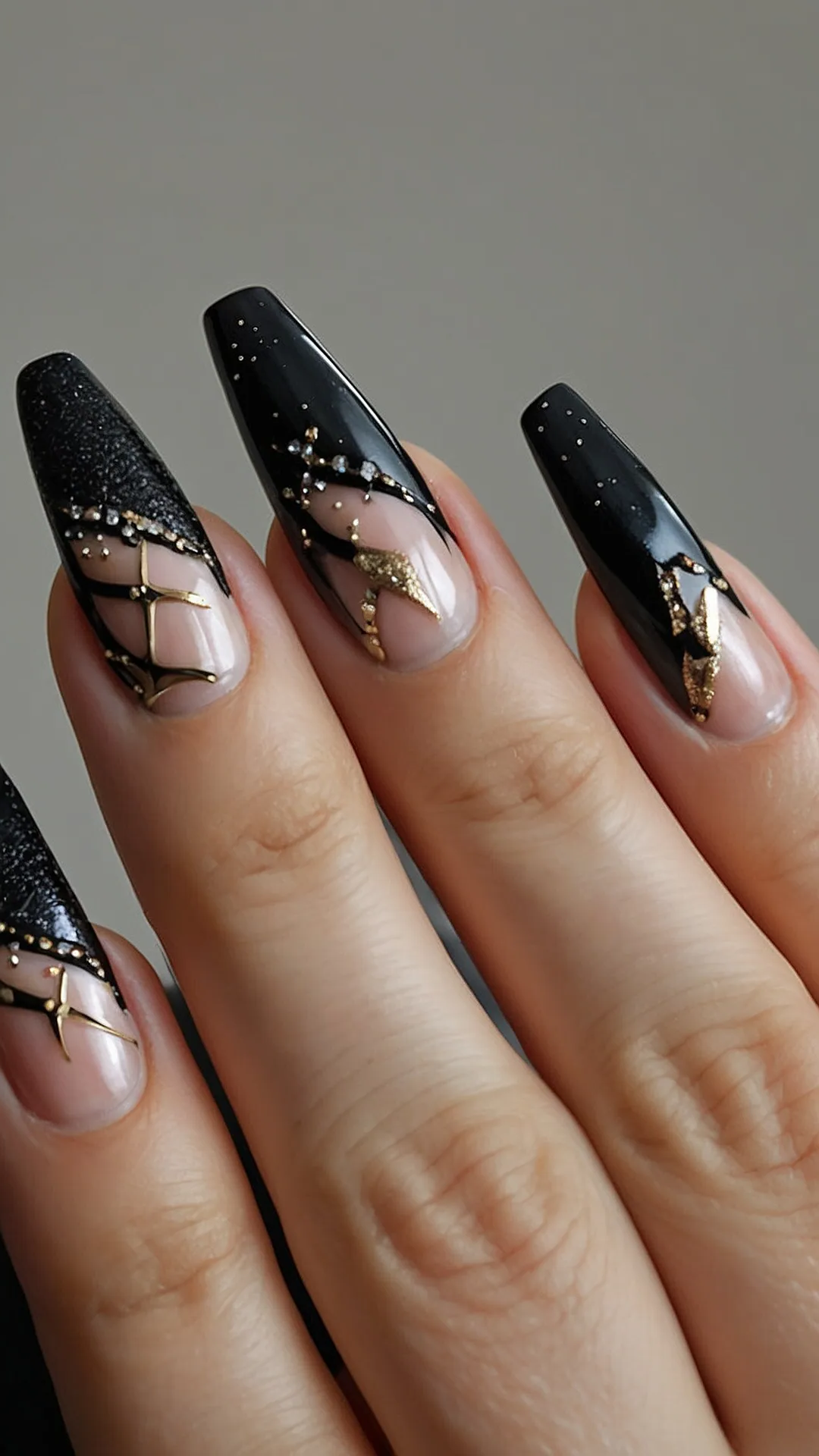 Starlight Shadows Nail Design