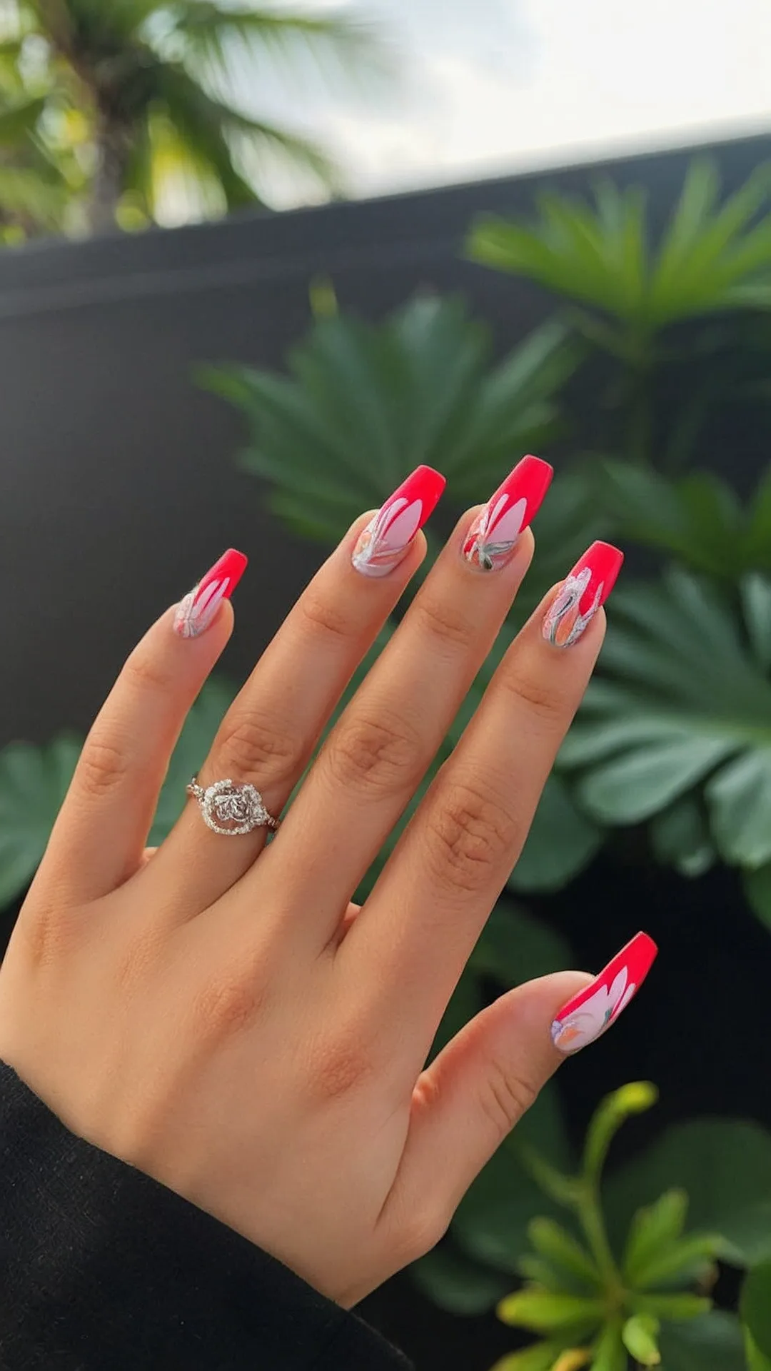 #13 Devil Red Acrylic Nails